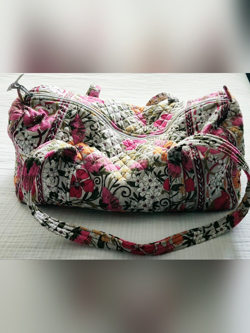 Vera Bradley Quilted Floral Tote Bag – Pink, Orange & White
